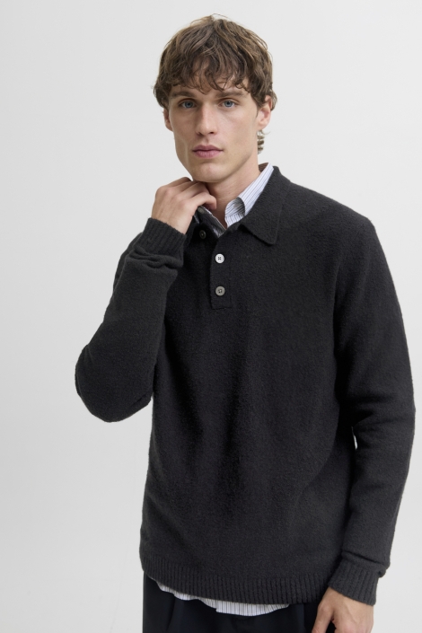 Jack & Jones zwarte heren trui | Model vooraanzicht