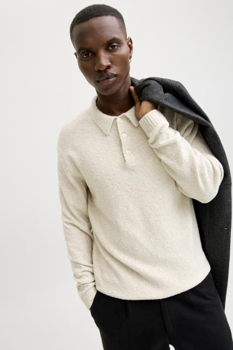 Jack & Jones beige heren trui | Model vooraanzicht