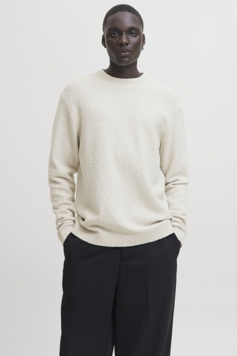 Jack & Jones beige heren trui | Model vooraanzicht