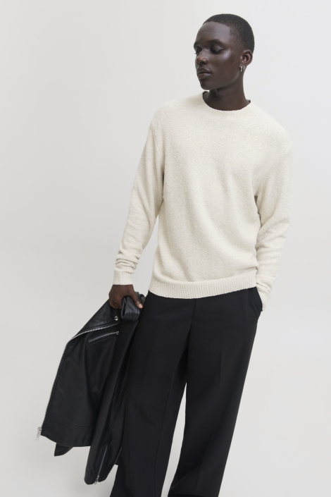 Jack & Jones beige heren trui | Model vooraanzicht