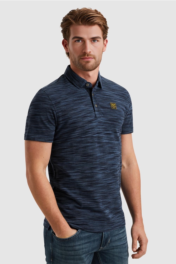 PME legend blauwe heren polo | Model vooraanzicht