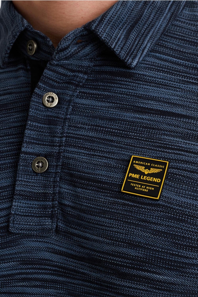 PME legend blauwe heren polo | Close up