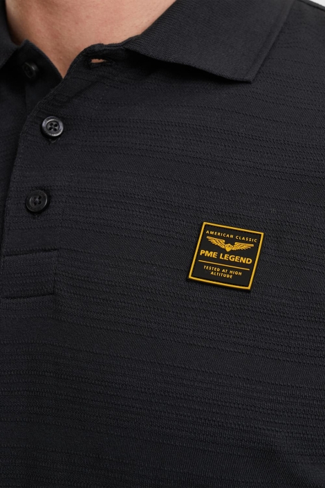 PME legend blauwe heren polo | Close up