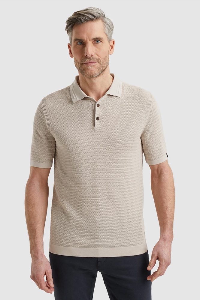 Vanguard beige heren polo | Model vooraanzicht