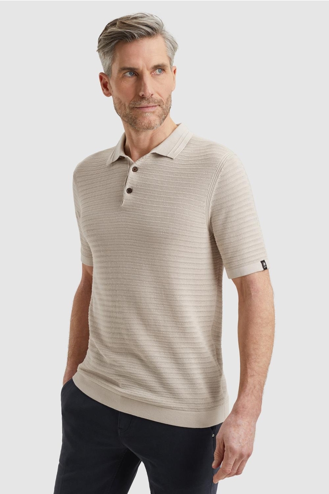 Vanguard beige heren polo | Model achteraanzicht