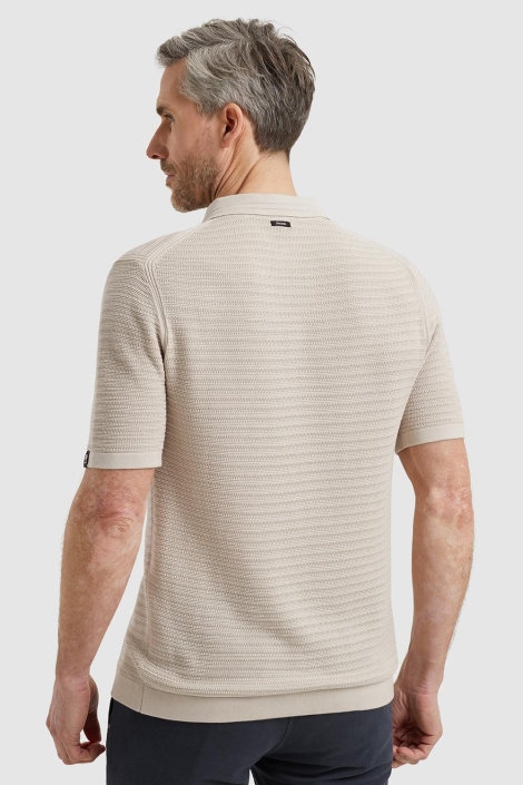 Vanguard beige heren polo | Model achteraanzicht
