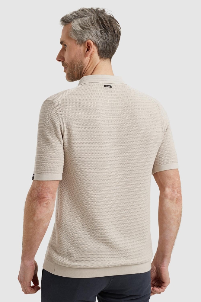 Vanguard beige heren polo | Model achteraanzicht
