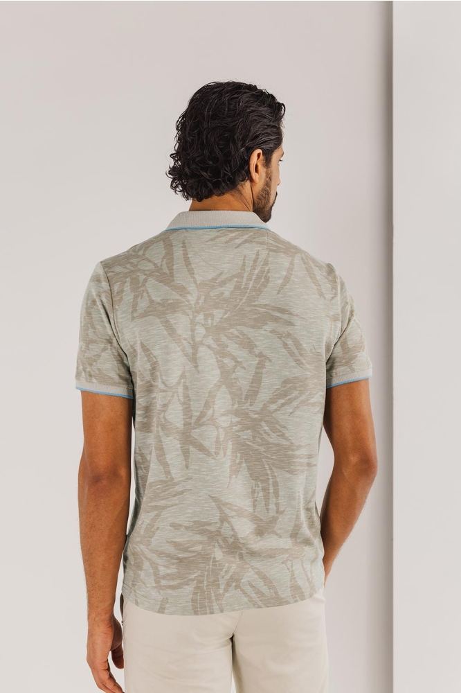 State of Art taupe heren polo | Model achteraanzicht