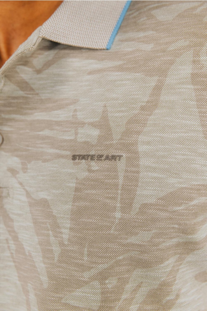 State of Art taupe heren polo | Close up