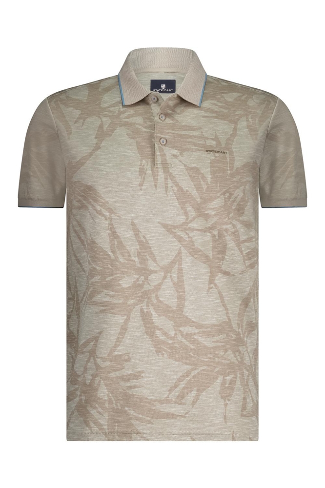 State of Art taupe heren polo | Vooraanzicht