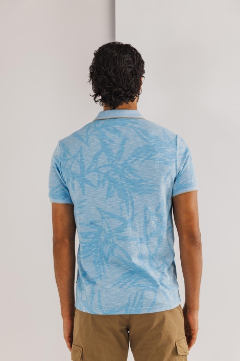 State of Art blauwe heren polo | Model achteraanzicht