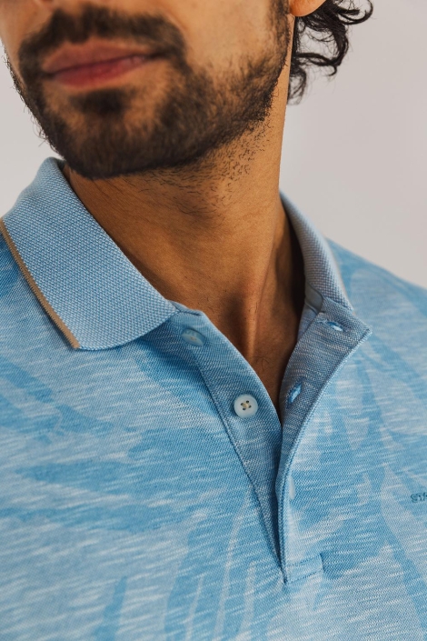 State of Art blauwe heren polo | Close up