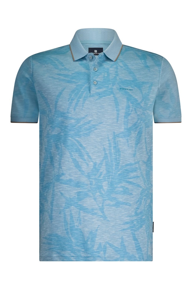 State of Art blauwe heren polo | Vooraanzicht
