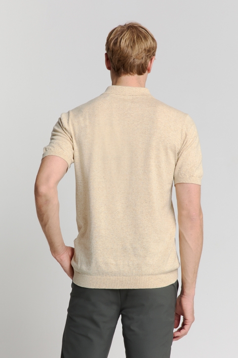 NO-EXCESS zand heren polo | Model achteraanzicht