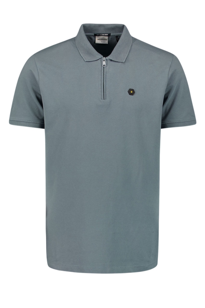 NO-EXCESS blauwe heren polo | Vooraanzicht