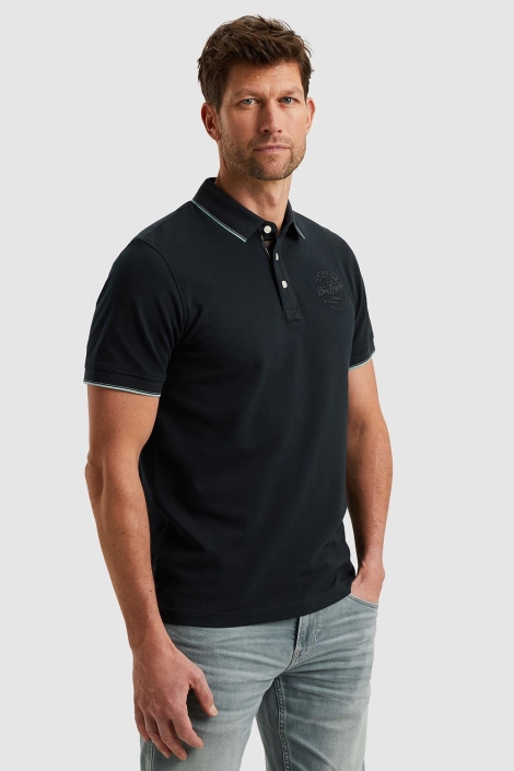 PME legend blauwe heren polo | Model zijaanzicht