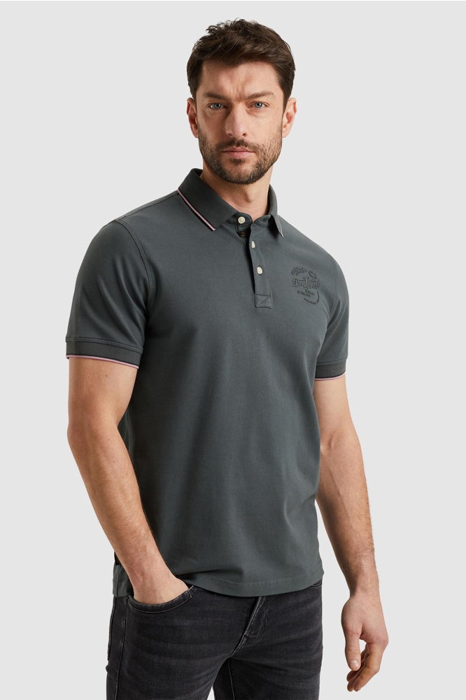 PME legend grijze heren polo | Model zijaanzicht