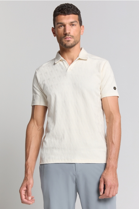 NO-EXCESS beige heren polo | Model vooraanzicht