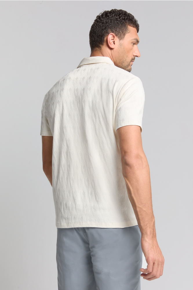 NO-EXCESS beige heren polo | Model achteraanzicht