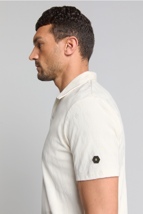 NO-EXCESS beige heren polo | Close up