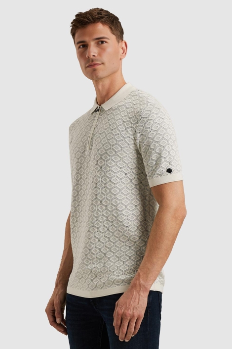 Cast Iron beige heren polo | Model zijaanzicht