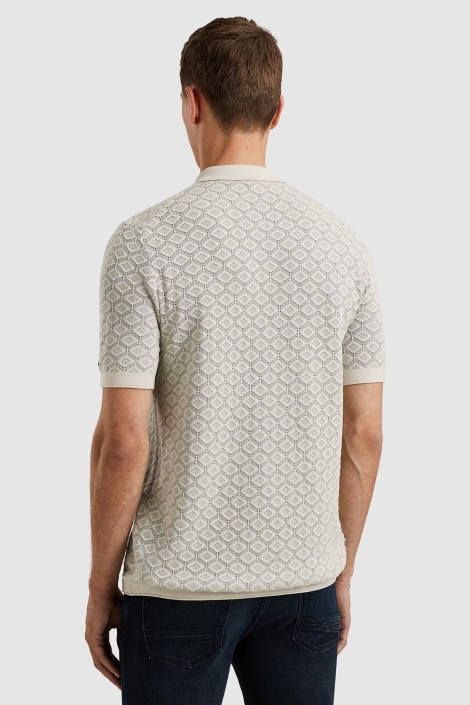 Cast Iron beige heren polo | Model achteraanzicht