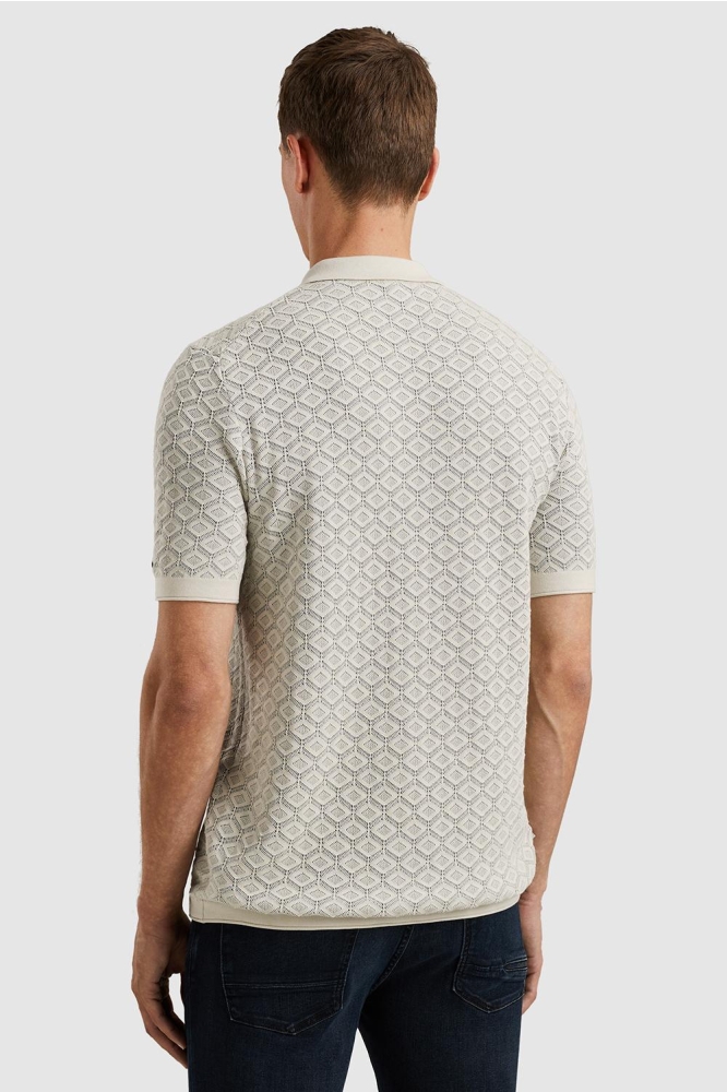 Cast Iron beige heren polo | Model achteraanzicht