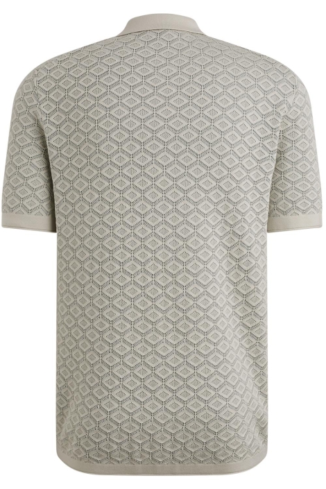 Cast Iron beige heren polo | Achteraanzicht