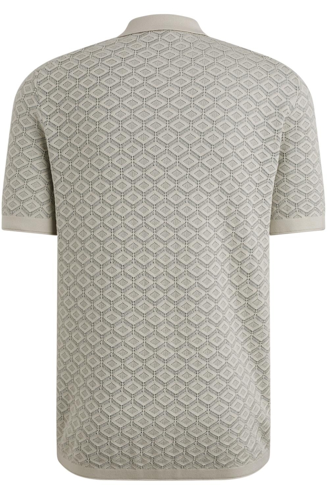 Cast Iron beige heren polo | Achteraanzicht