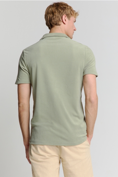 NO-EXCESS groene heren polo | Model achteraanzicht