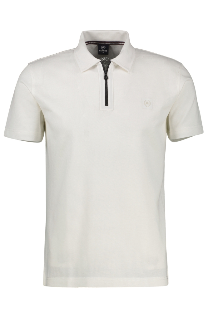 Lerros witte heren polo | Vooraanzicht