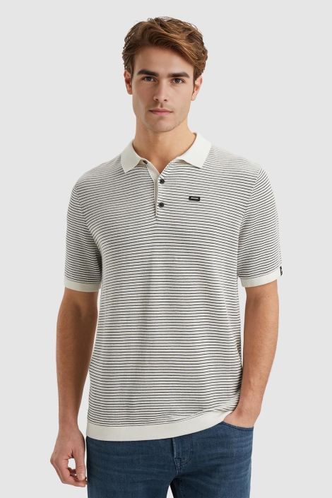 Vanguard ecru heren polo | Model vooraanzicht