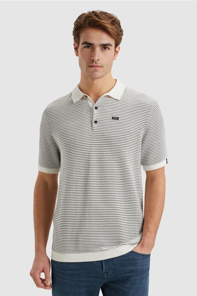 Vanguard ecru heren polo | Model vooraanzicht