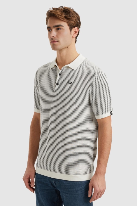 Vanguard ecru heren polo | Model zijaanzicht