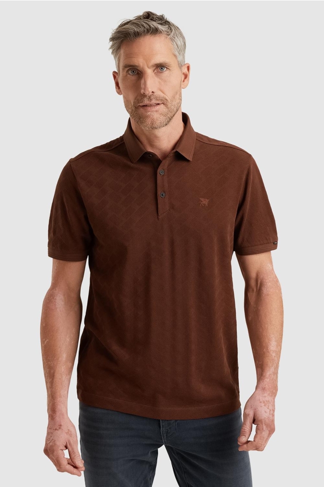 Vanguard koperen heren polo | Model vooraanzicht