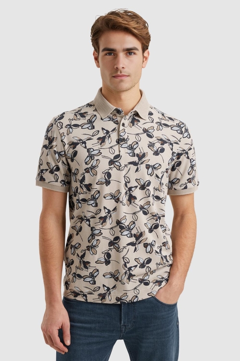 Vanguard beige heren polo | Model vooraanzicht