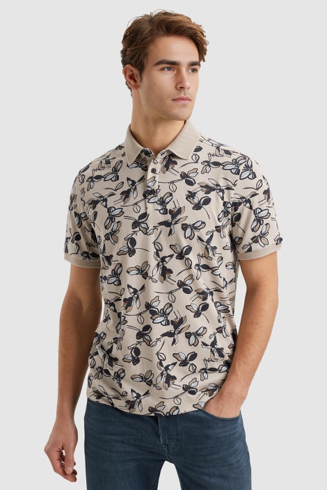 Vanguard beige heren polo | Model zijaanzicht