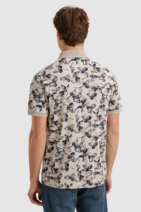 Vanguard beige heren polo | Model achteraanzicht