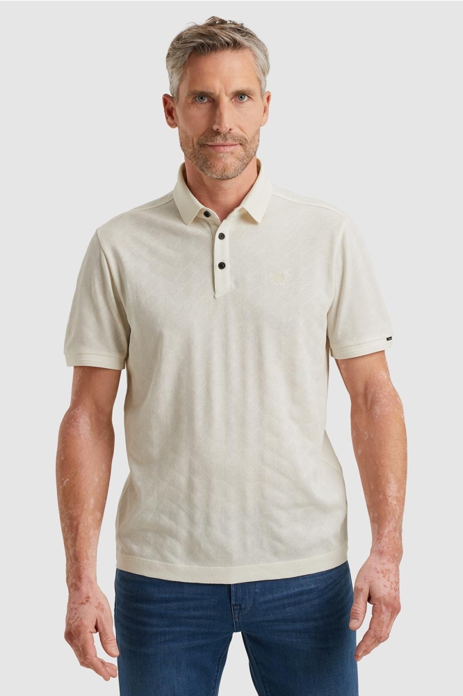 Vanguard witte heren polo | Model vooraanzicht