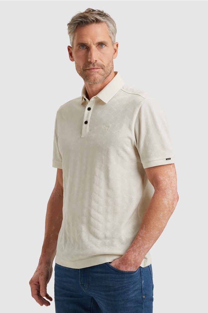 Vanguard witte heren polo | Model zijaanzicht