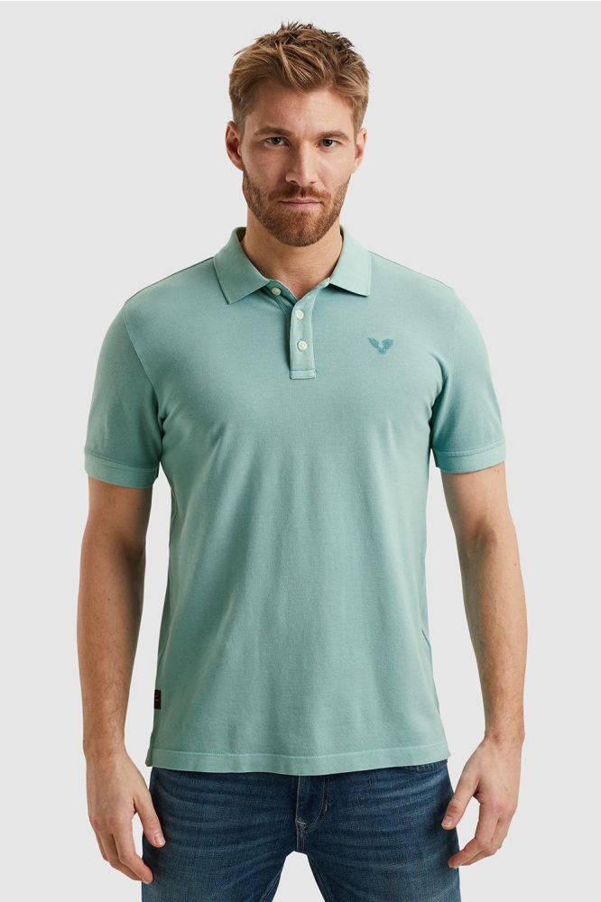 PME legend blauwe heren polo | Model vooraanzicht