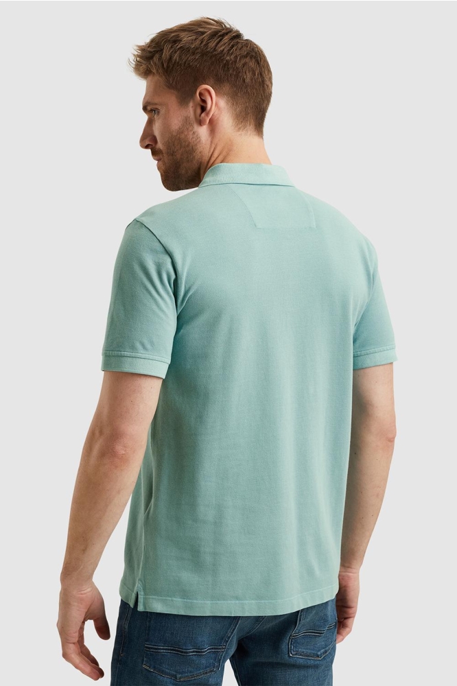 PME legend blauwe heren polo | Model achteraanzicht