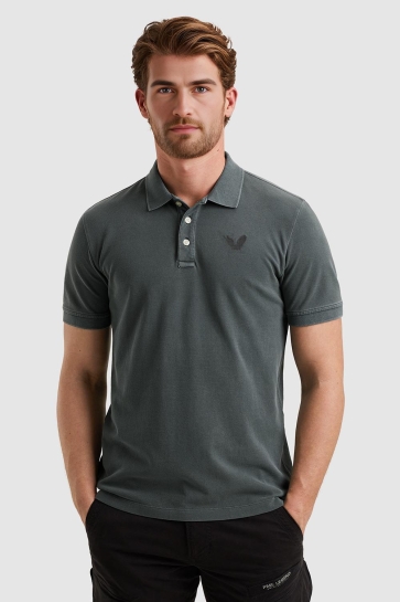 PME legend short sleeve polo garment dyed piq Grijs
