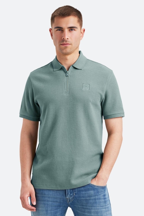 PME legend blauwe heren polo | Model achteraanzicht