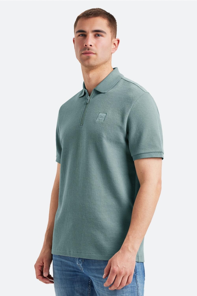PME legend blauwe heren polo | Model zijaanzicht