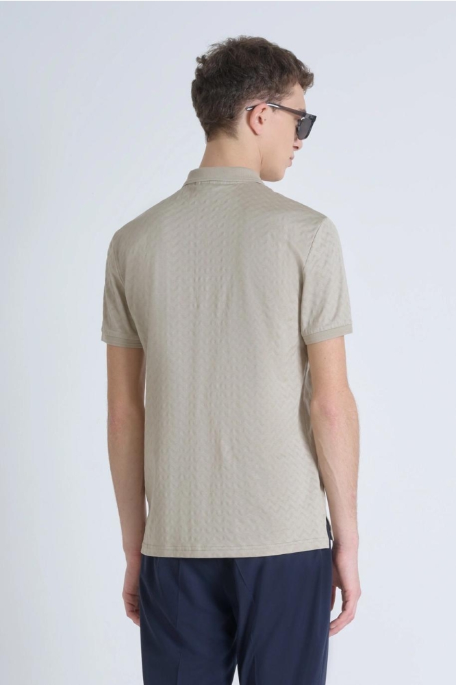 Antony Morato beige heren polo | Model achteraanzicht