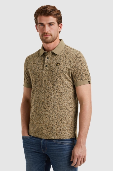 PME legend short sleeve polo slub jersey aop Groen