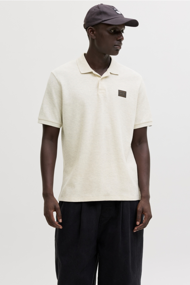 Jack & Jones beige heren polo | Model vooraanzicht