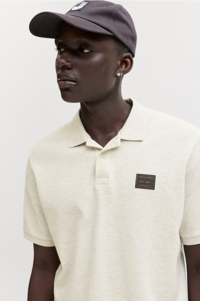 Jack & Jones beige heren polo | Close up