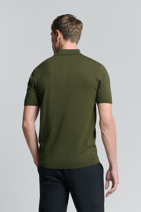 NO-EXCESS groene heren polo | Model achteraanzicht